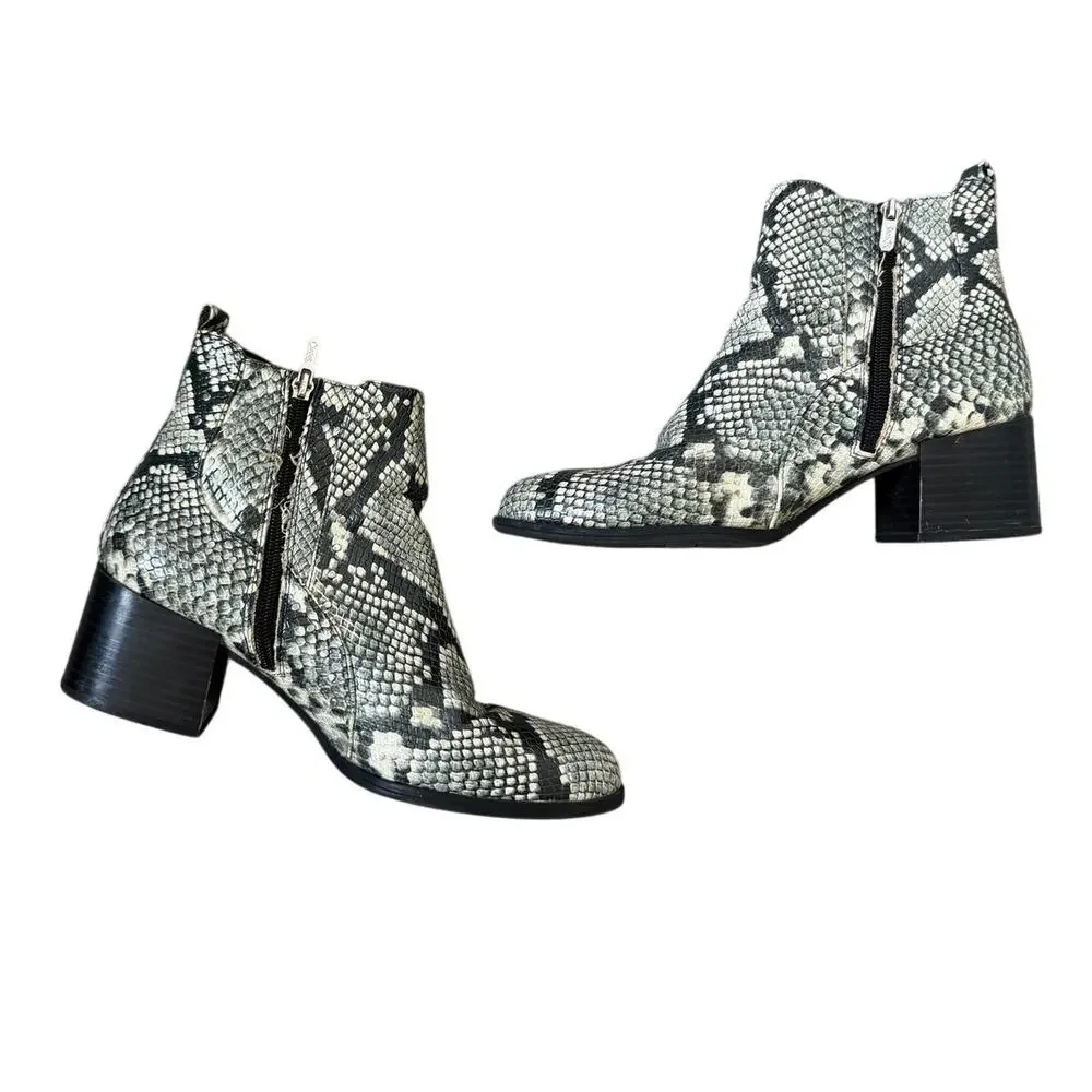 Circus by Sam Edelman Snakeskin Heeled Zip Ankle Boots